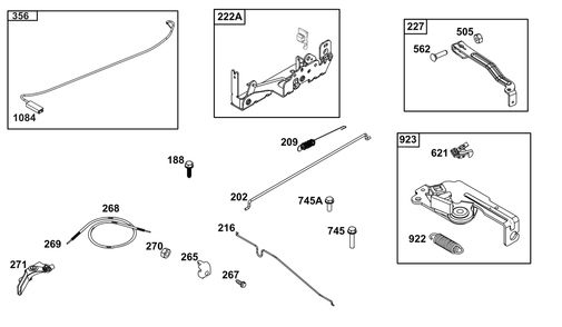 Controls Group Diagram and Parts List for 104M02-0029-H5 100000 - 19Z999 Briggs and Stratton Engine